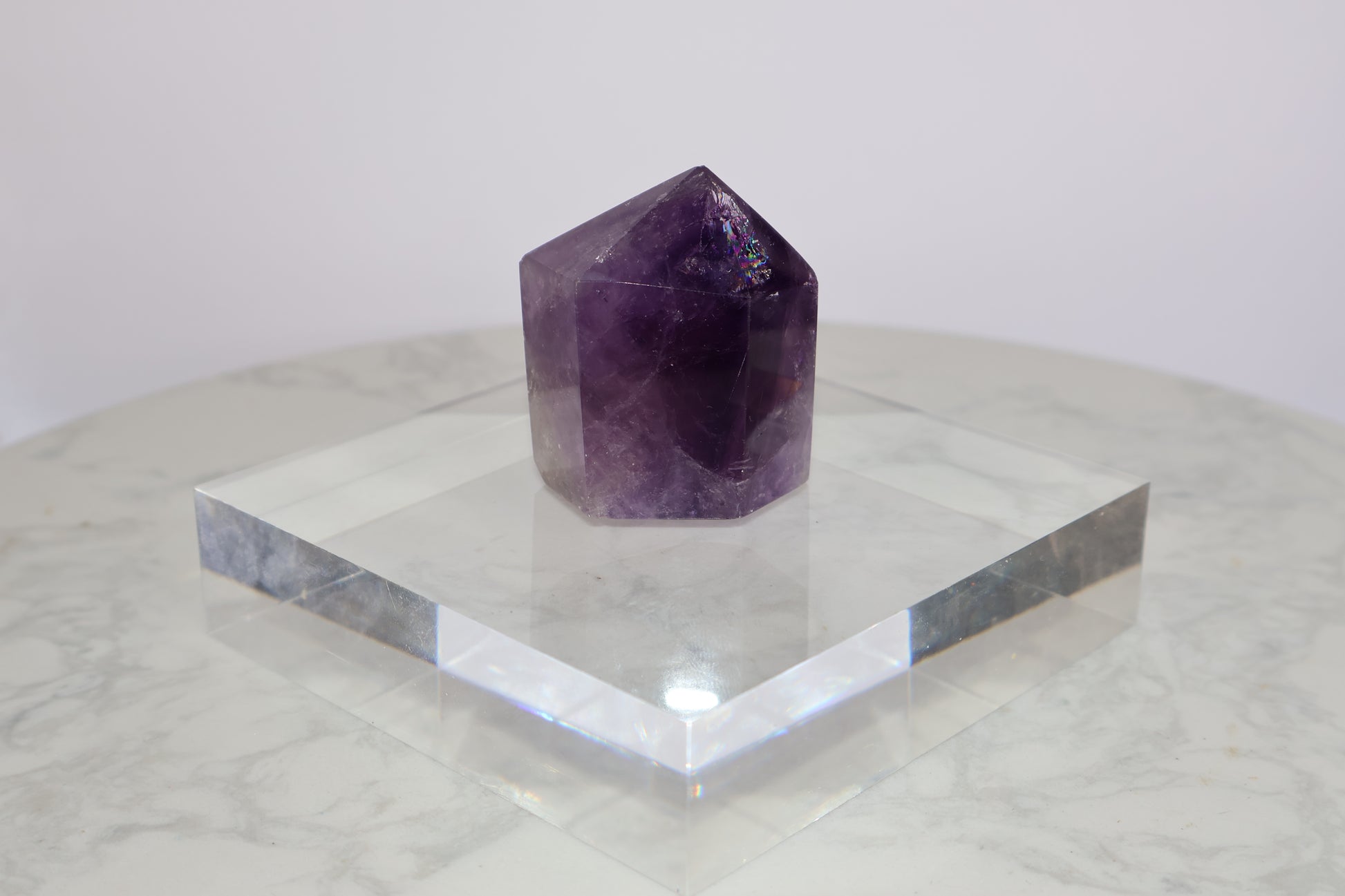 Royal Amethyst Tower No.01 – 98g Six-Sided Polished Crystal from Brazil on Display Base