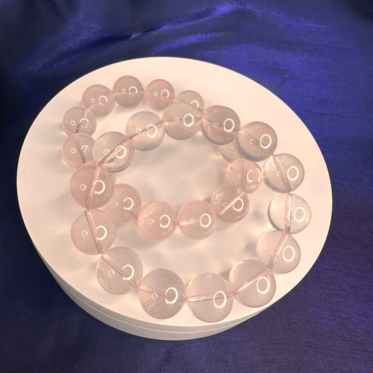 Natural Rose Quartz Bracelet – 15mm Beads | Crystal Healing Jewelry