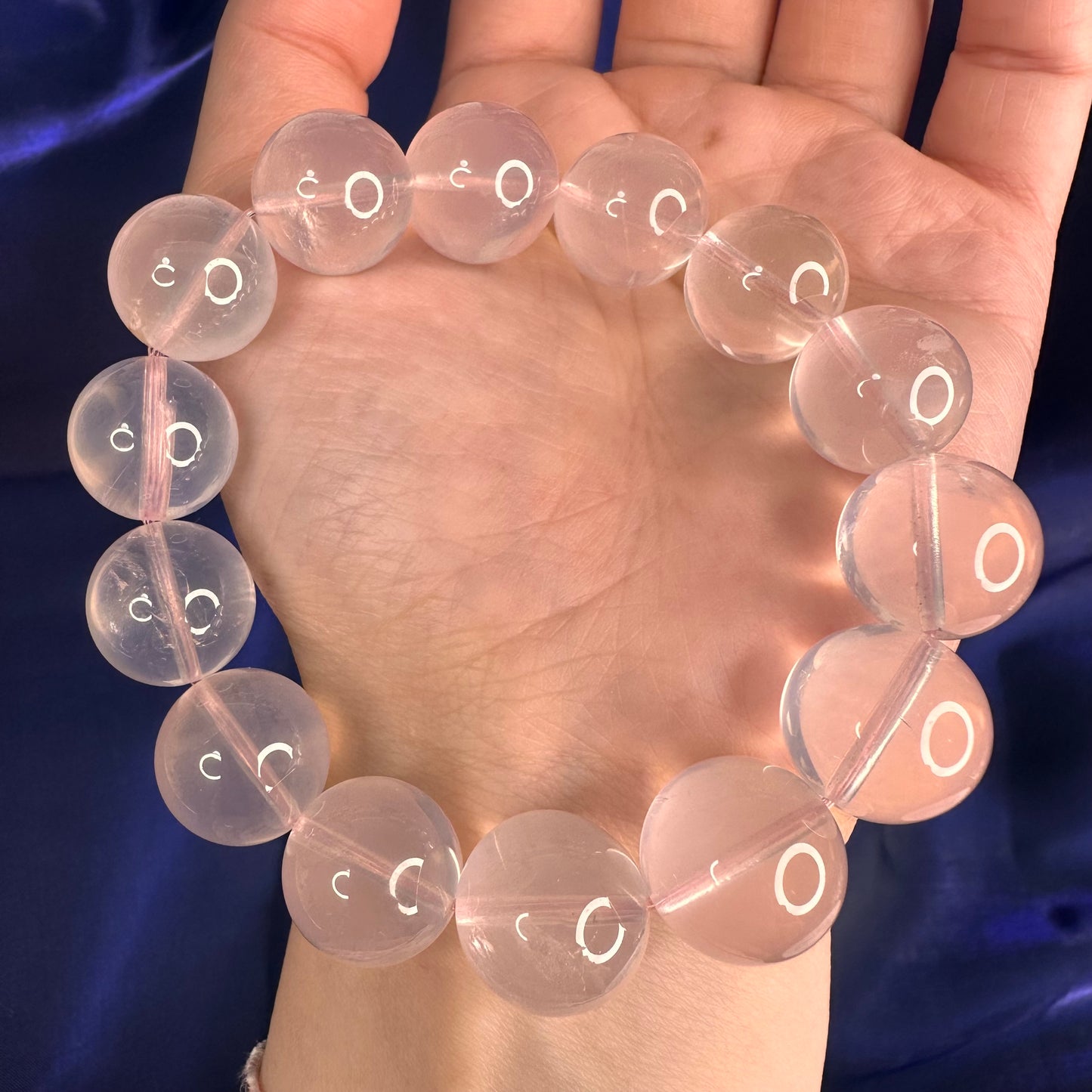 Natural Rose Quartz Bracelet – 15mm Beads | Crystal Healing Jewelry
